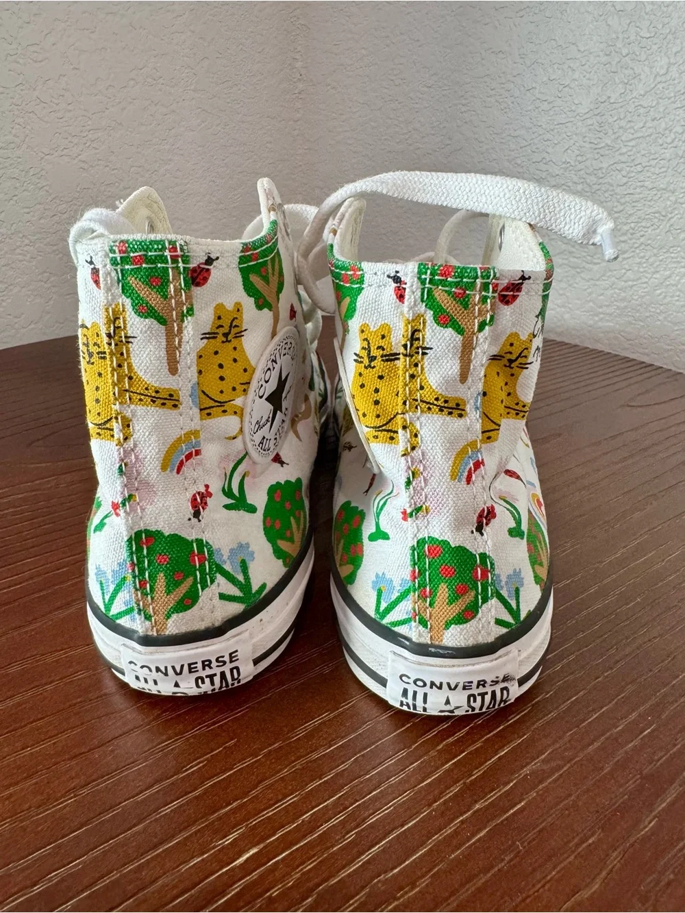 Converse Kids' Explore Nature White High-Top Sneakers with Rainbow & Animals